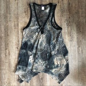 Boutique Dark Tie Dye Sweater Tank Top